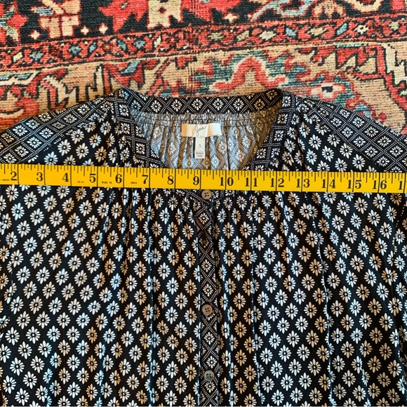 Joie-Black and White Floral Print Long Sleeve Button-Up Drop Waist Dress Sz S - Picture 12 of 13